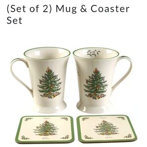 💖Spode Holiday Mugs & Coaster Set